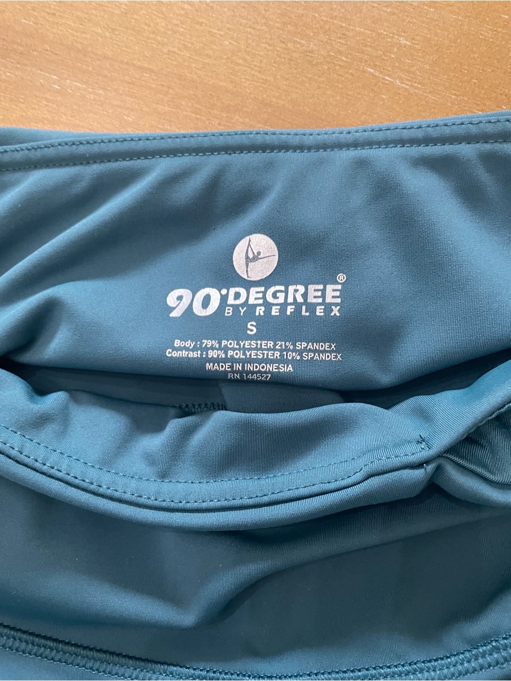 90 Degree By Reflex Teal Leggings with Logo Waistband - Picture 10 of 10